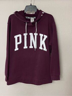 PINK Victoria's Secret Deep Burgundy Pullover Hoodie with White Logo